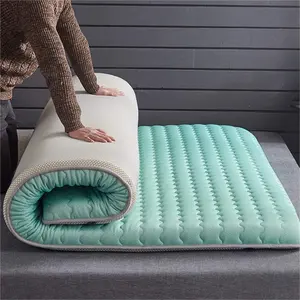 Colchão de topper dobrável para cama, almofada de pele macia e confortável, coreano, massageador japonês, cor sólida, tamanho completo