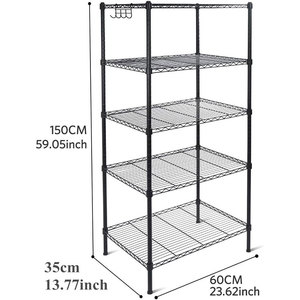 5 Tier kim loại lưu trữ Chrome giá kệ nhà bếp đựng thức ăn tiện ích Kệ hiển thị có thể điều chỉnh dây Chrome kệ - Product Image 3