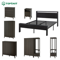 Solution de Sourcing de Mobilier Sur Mesure pour Hôtels : Ensemble de Meubles de Chambre d'Hôtel en Bois Noir pour l'Hôtellerie