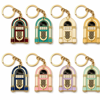 Porte-clés en émail dur sur le thème de la musique personnalisé, plaqué or de qualité supérieure, en alliage de zinc, souvenir de jukebox, guitare, vinyle, pour cadeau