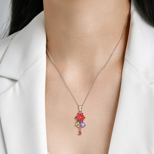 Vente flash Colliers avec pendentif en argent S925 en forme de fleur, <span class=keywords><strong>Histoire</strong></span> des douze fleurs, Chaîne de clavicule pour les cadeaux <span class=keywords><strong>d</strong></span>'anniversaire et de mariage pour femmes - Product Image 3