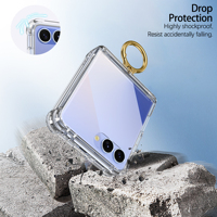 Casing HP Transparan Berkualitas Tinggi dengan Ring Holder dan Pelindung Layar untuk Samsung Z Flip 8 7 6 5 4 3 (Barang Baru)