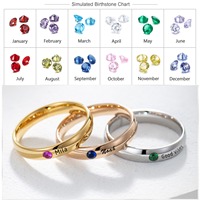 Bagues de couple personnalisées de haute qualité avec lettres DIY, cadeau de bijoux personnalisé, lettres et pierres de naissance des 12 mois, bagues en acier inoxydable pour femmes et filles