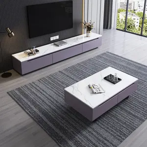 大理石の金属製のリビングルームの家具のシンプルで豪華なデザインコーヒーテーブルテレビスタンド