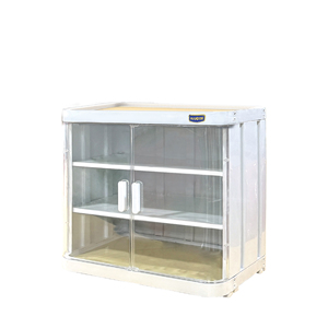 Elegant minimalist food cabinet with 3-stack design, featuring anti-scratch surfaces and shatterproof doors for secure stylish - Product Image 1