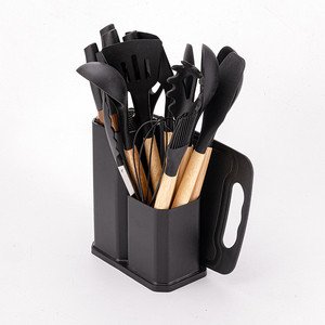 特注卸売19点セット キッチン用品 シリコン製調理器具 カッティングボード 収納 木製ハンドルバケツ 包丁 ノンスティックキッチンウェアセット - Product Image 5