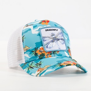 High Quality 5-Panel Mesh Trucker <b>Hats</b> Dragonfly Pattern Embroidered Lace Cloth for <b>Summer</b> Fashionable Hip Gorras De Animales - Product Image 2