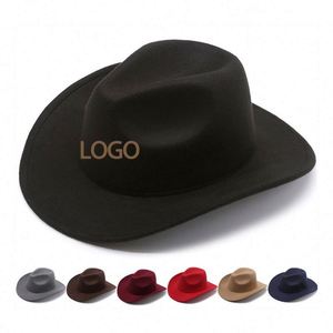 Llavero unisex de lujo de lana con bandas estilo western, hebilla de cinturón Texas Ranger con logotipo personalizado, sombreros Fedora de vaquero, apto para fiestas, compra al por mayor - Product Image 1