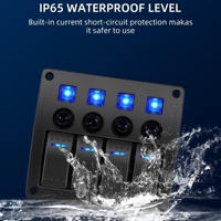 Panneau de commutation marin 4 gangs étanche avec protection contre les surcharges et indicateur LED, tableau de commutation à bascule 3P 12V-24V pour camion