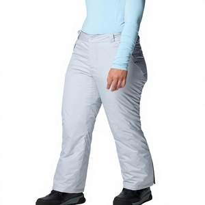 Pantalon de ski unisexe gris clair imperméable, coupe-vent, écologique -Tex avec isolation en polaire et fermeture à cordon - Product Image 1