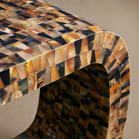 Table de Hall Courbe Continue en Mosaïque, Meuble de Luxe Artisanal Incrusté pour Hall d'Entrée, Décoration de Foyer