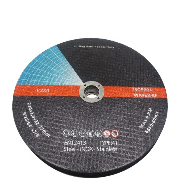 9 inç (230mm) paslanmaz çelik kesme diski kesme tekerleği 100 paket
