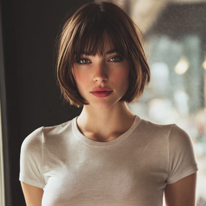 2025 bán buôn màu nâu sẫm lớp tổng hợp Bob Tóc Ngắn Tóc giả với những tiếng nổ trông tự nhiên SM476 - Product Image 1