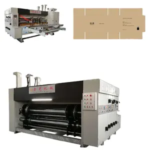 Full automatic flexo ink printing slotting and rotary die cutting machine for kraft carton pizza box food box packing package