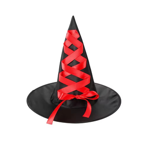Sombrero de Bruja de Halloween Negro con Cinta y Cordones, Disfraz de Halloween para Mujeres, Madres y Maestras - Product Image 6