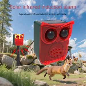 طاقة شمسية لاسلكية مادة ABS مضادة للماء جهاز طارد للحيوانات جسم الإنسان تحريض الأشعة تحت الحمراء إنذار ضوء صوتي 5-8m - Product Image 2