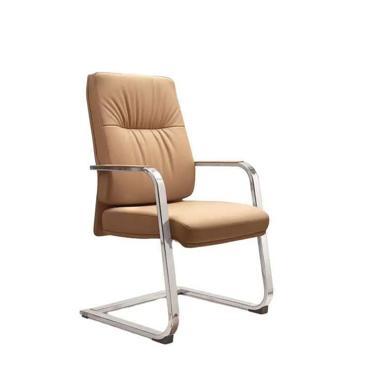 Silla ergonómica de cuero marrón para oficina y conferencia, sillón ejecutivo de entrenamiento para sala de reuniones, fabricación China