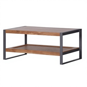 Mesa de Comedor Moderna Industrial con Tapa de Madera Rectangular y Patas de Metal, con Estante de Almacenamiento, Muebles para el Hogar - Product Image 2