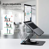 Nouveau support d'ordinateur portable pour bureau, support d'ordinateur réglable avec base rotative à 360, support ergonomique pour ordinateur portable pour le travail collaboratif