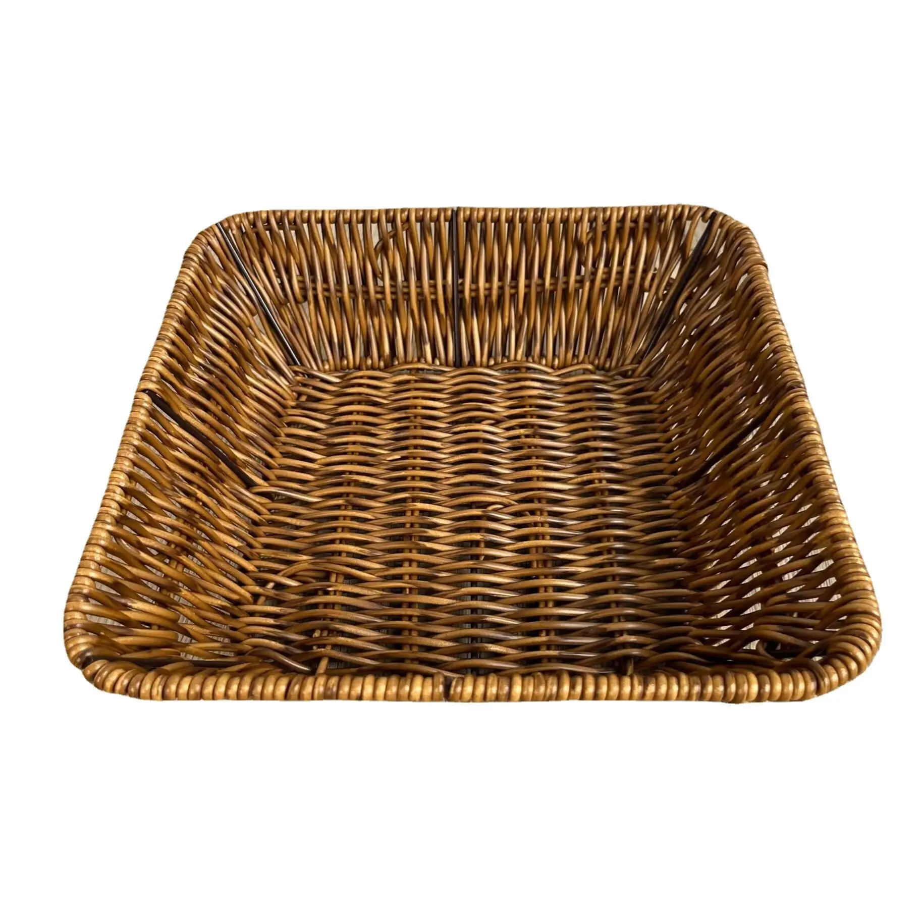 Stackable Rattan Round Fruit Basket Woven Food Bread Storage Basket for Kitchen Restaurant