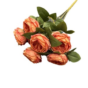 Bouquet de fleurs artificielles en soie Austin à 7 têtes, décorations de mariage, fleurs faites à la main - Product Image 5