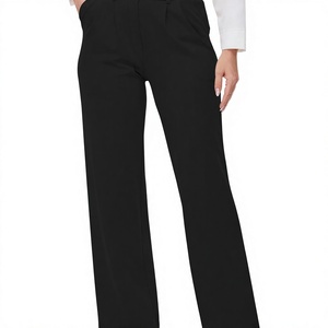 Pantalon large pour femme, taille haute, devant plat, longueur cheville, respirant, pour le bureau et les tenues décontractées - Product Image 3
