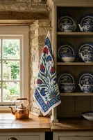 Serviette de cuisine en coton style céramique à motifs floraux émaillés turcs pour une décoration de luxe