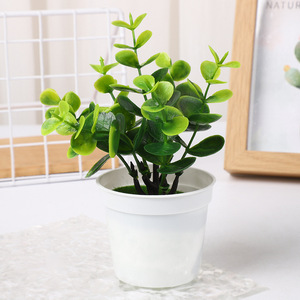 Plantes artificielles transfrontalières en pot, verdure en plastique, eucalyptus, décoration de bureau 14 cm, décoration maison et bureau - Product Image 4