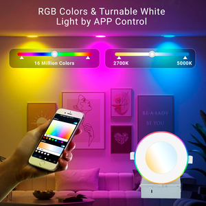 Panel de Luz LED RGB Inteligente y Delgado de 4 Pulgadas, Control por APP/WiFi, 16 Millones de Colores, Regulable, Empotrable, para Techo, Marco Blanco - Product Image 3