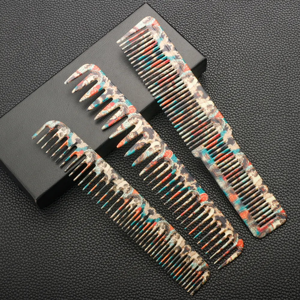 2022 hot design stylist professional 12-piece set of skull pattern plastic combs for hairdressing and clipping combs