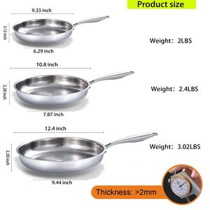 Modern 8/10/12 Inch Tri-Ply <strong>Stainless</strong> Steel <strong>Frying</strong> <strong>Pan</strong> Durable and Eco-Friendly for All Stovetops - Product Image 4