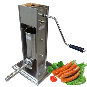 Máquina de enchimento manual profissional para salsichas e cachorros-quentes, enchimento vertical, salame caseiro com 5 tubos de enchimento
