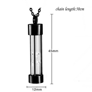 Kalung Guci Jam Pasir Hitam Kaca Transparan Stainless Steel 316L untuk Abu Jenazah, Perhiasan Kremasi, Kenang-kenangan, Kalung Memorial - Product Image 2
