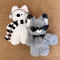 Peluche renard mignon et moelleux, jouet en peluche doux, poupée animal en peluche, peluche renard kawaii avec casque et microphone, cadeau d'anniversaire pour enfants