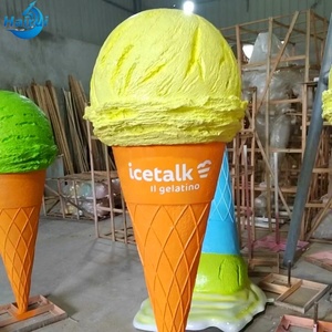 Escultura Gigante de Cono de Helado de Fibra de Vidrio con Base de Goteo, Tamaño Personalizado, Decoración Impermeable para Interiores/Exteriores - Product Image 4