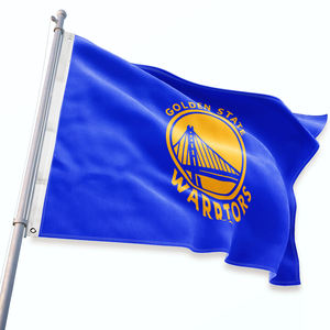 Personnalisé doré pour les guerriers <span class=keywords><strong>NBA</strong></span> équipe drapeau 100% Polyester 3x5 extérieur impression numérique séchage rapide Durable écologique - Product Image 1