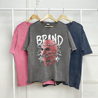 T-shirt vierge personnalisé en coton slub délavé à l'acide, style vintage, confortable, doux, streetwear, respirant, uni