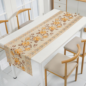 Runner da Tavola in PVC di Alta Qualità, Colore Champagne Floreale, 20 Metri, in Poliestere Dorato - Product Image 3