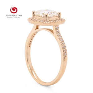 Anelli di Fidanzamento in Oro Rosa 14K con Moissanite Taglio <span class=keywords><strong>Cushion</strong></span> Colore D <span class=keywords><strong>2</strong></span> Carati con <span class=keywords><strong>Halo</strong></span> Produzione all'Ingrosso - Product Image 4