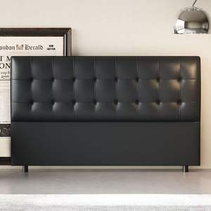 Cabecera de Cuero Acolchada Moderna, Mueble de Dormitorio Negro Elegante de Primera Calidad, Estructura de Soporte, Diseño Ecológico - Product Image 3