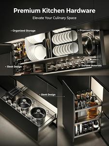 Armoires de cuisine modulaires personnalisées en bois massif à lattes <span class=keywords><strong>avec</strong></span> îlot en acier inoxydable pour la rénovation d'appartements modernes - Product Image 6