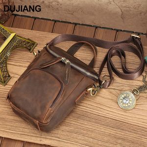 Bolso Bandolera de Cuero Crazy Horse Dujiang, Color Marrón Oscuro, Bolso de Hombro Casual para Hombre, Uso Diario, Estilo Retro Duradero - Product Image 2
