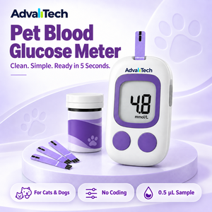 Tiras Reactivas para Medidor de Glucosa en Sangre para Mascotas de Marca Privada AdvallTech, 0.5 L, Dispositivo de Diagnóstico Veterinario con Certificación CE Clase II para Perros/Gatos - Product Image 1