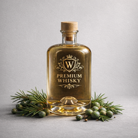 Luxe 380ml ronde schouderfles van superflintglas, heldere zware bodem, voor sterke drank, whisky, fruitwijn, decanter, op maat gemaakte groothandel