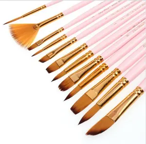 Factory direct sales Art supplier Soft strong easy-to-clean nylon hair wooden handle painting brush set artist paint brushes