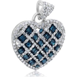 Colgante de corazón Ornaatis de 1.00 quilates con diamantes de corte redondo y baguette, joyería de boda para mujer de plata de ley - Product Image 2