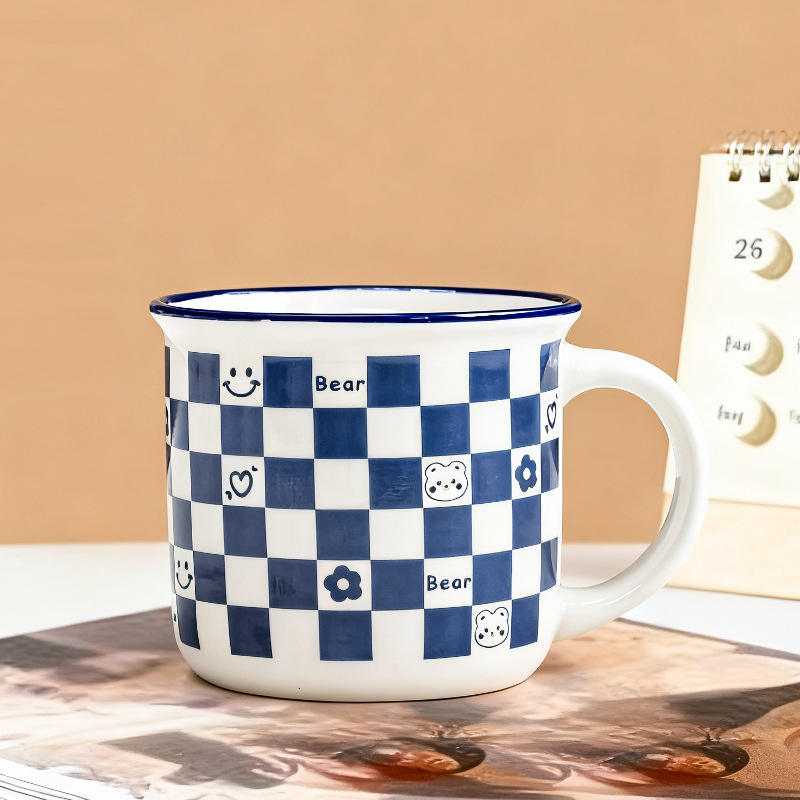 ลายตารางหมากรุกสีน้ำเงิน