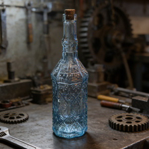 Bouteille en verre bleu vintage en relief, pot de rangement décoratif, adapté pour la maison, le bar, la cuisine, la décoration de mariage - Product Image 5