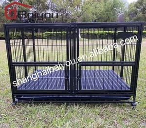 Tekerlekler ve çıkarılabilir tepsi ile orta köpek için istiflenebilir açık üst ağır köpek sandık kafes - Product Image 1