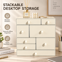 Organisateur de tiroirs en plastique empilable en gros, boîte de rangement modulaire multi-tailles pour la maison, le bureau, les cosmétiques et la papeterie